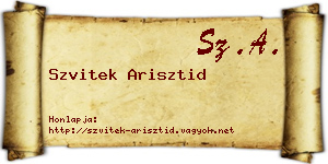 Szvitek Arisztid névjegykártya
